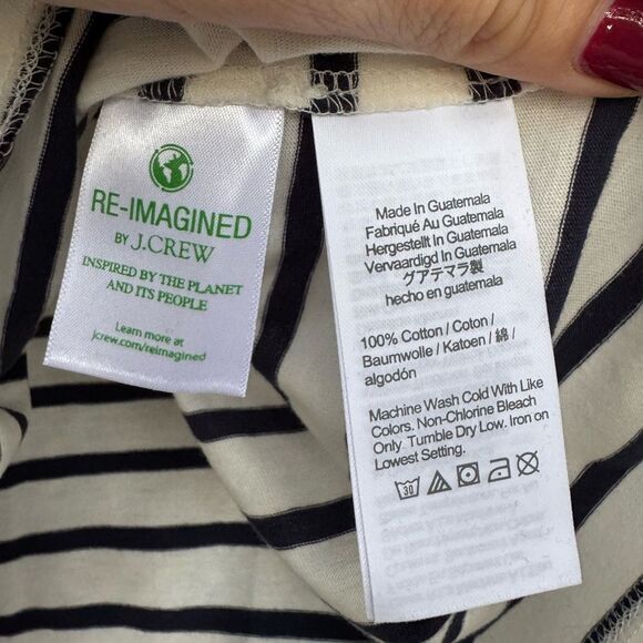 NWT J. Crew Women's Long Sleeve Striped Turtle Neck Top Navy Blue & White Medium - Picture 8 of 9